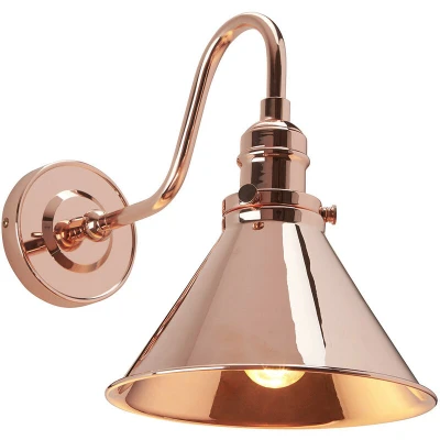 Image of Provence 1 Light Indoor Dome Wall Lamp Polished Copper, E27