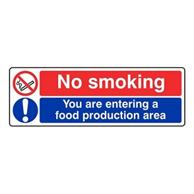Image of 300mmx100mm No Smoking You Are Entering a Food Preparation Area Catering Sign Sticker Self Adhesive