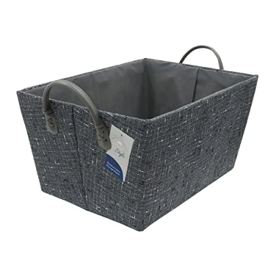 Image of JVL Shadow Tapered Rectangular Fabric Storage Basket with Handles