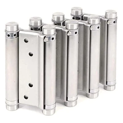 Image of Two Pairs Cafe Saloon Door Hinges Double Action Spring Hinge Stainless Steel Self Closing (4 Inch)