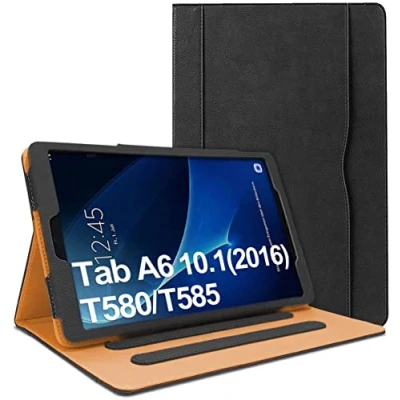 Image of Danycase Case for Samsung Galaxy Tab A 10.1 2016 SM T580/T585(Not 2019 Model), PU Leather Folio Cover T580 T585 Version,with Document Card Pocket, Multiple Viewing Angles(Black)