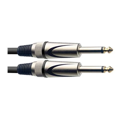 Image of Stagg Deluxe Instrument Cable, 1/4&quot; 6.35mm Jack To Jack, Heavy Duty Connectors, 10 Metres / 33 Feet, Black