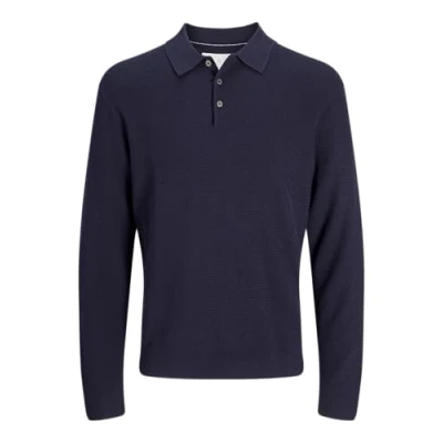 Image of JACK &amp; JONES Men&#039;s Jprcccooper Knit Polo Ls, Night Sky, M