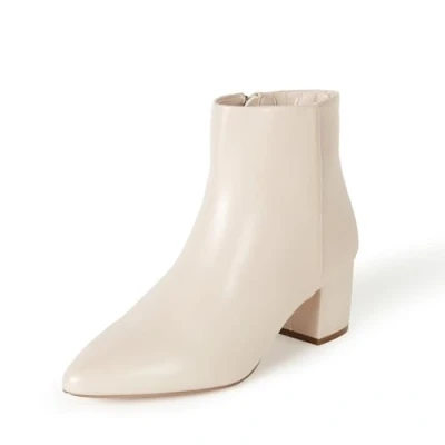Image of The Drop Women&#039;s Jessi Side Zip Block Heel Ankle Boot, White, 5