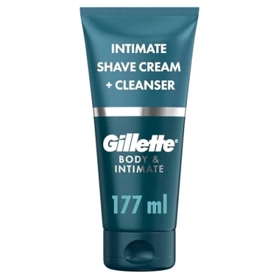 Image of Gillette Body and Intimate Shave Cream + Cleanser, Gentle Formula, Formulated for Pubic Hair, with Aloe, Paraben Free 150 ml