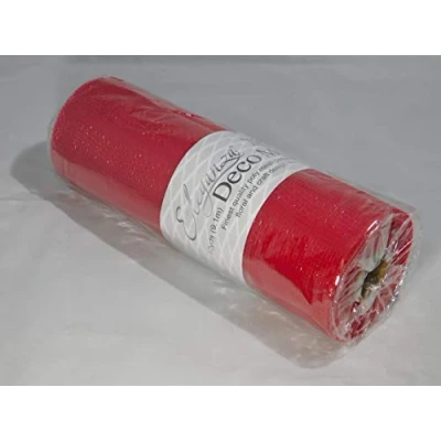Image of 1 roll 25cm x 9.1 metres Bright Red Deco Mesh Waterproof Netting Decomesh Ruffle Wreaths ELEGANZA