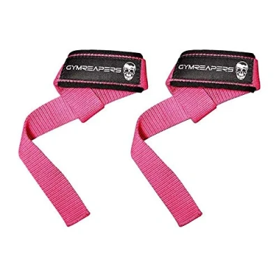 Image of Gymreapers Lifting Wrist Straps for Weightlifting, Bodybuilding, Powerlifting, Strength Training, &amp; Deadlifts Padded Neoprene with 18 inch Cotton (Pink)