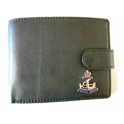 Image of Knight Leather Wallet with Royal Navy badge attached