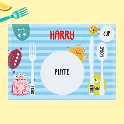Image of Dotty about Paper Personalised Kids Placemat Cute Monsters