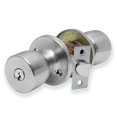Image of XFORT Tulip Entrance Knob Set Satin Chrome, Door with Lock for Internal Wooden Doors
