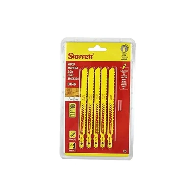 Image of Starrett Wood Cutting Jigsaw Blades 5 Pieces BU46 Unified Shank 6 Teeth Per Inch Bi Metal Fast Straight Cuts Saw Blade Set Compatible With Bosch Dewalt Hitachi Festool Milwaukee