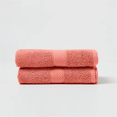 Image of HOMESCAPES Burnt Orange Turkish Cotton Set of 2 Hand Towels Super Soft Thick &amp; Absorbent 500 GSM Towel Heavy Weight for everyday Luxury