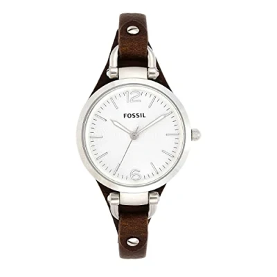 Image of Fossil Watch for Women Georgia, Quartz Movement, 32 mm Silver Stainless Steel Case with a Genuine Leather Strap, ES3060
