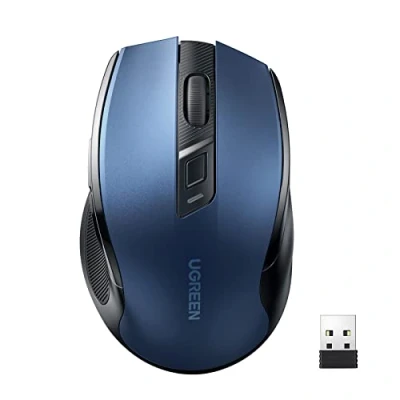 Image of UGREEN 2.4G Wireless Mouse for Laptop, 4000 DPI 5 Adjustable Levels Ergonomic USB PC MacBook Chromebook, 18 Month Battery Life (Blue)