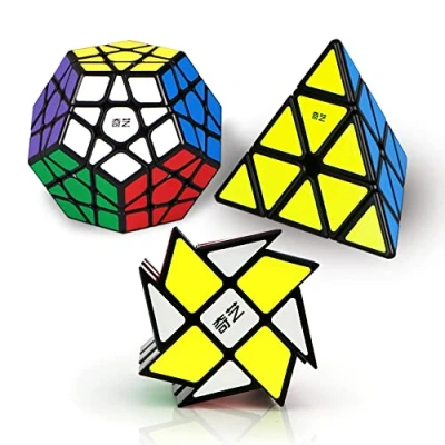 Image of ROXENDA Speed Cube Set, Pyramid Dodecahedron Windmill Magic Puzzle Cubes Collection for Kids &amp; Adults [3 Pack]