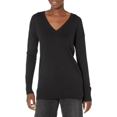 Image of Amazon Essentials Women&#039;s Lightweight Long Sleeved V Neck Tunic Sweater (Available in Plus Size), Black, XXL