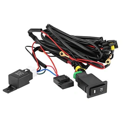 Image of Qiilu Fog Lamp Wiring Kit, 12V Universal Car LED Light On/Off Switch Harness Fuse Relay Kit