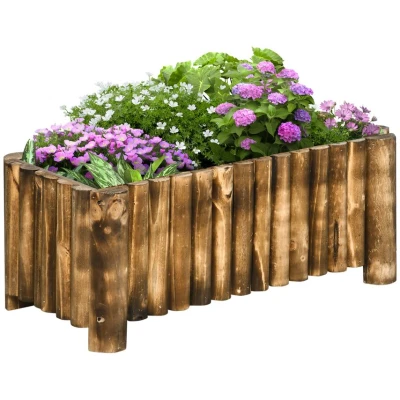 Image of Outsunny 52L Raised Flower Bed Wooden Rectangualr Planter Container Box Herb Pot 78L x 35W 30H (cm)