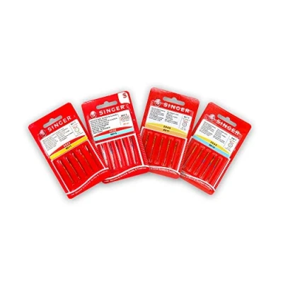 Image of Singer Sewing Machine Needles Set of 4 Packs 5: Universal Cotton 2020 and Stitch (Stretch) 2045, Sizes 80/11 &amp; 90/14 (130/705)