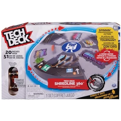 Image of Tech Deck, Shredline 360 Motorized Skate Park, X Connect Creator, Customizable and Buildable Turntable Ramp Set with Exclusive Fingerboard, Kids Toy for Boys Girls Ages 6 up