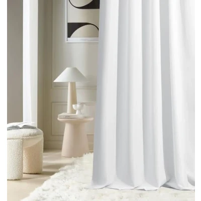 Image of ROOM99 Curtain with Silver Eyelets Aura 140 x 250 cm Width Height Blackout Sliding Curtains Decorative Modern Living Room Bedroom White 1 Piece