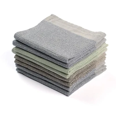 Image of MEEMA Cotton Dish Towels for Kitchen Set of 8 Waffle Soft and Absorbent Washing Dishes, Cleaning &amp; Drying Mix Wash Cloths Bulk 12x12 Inches