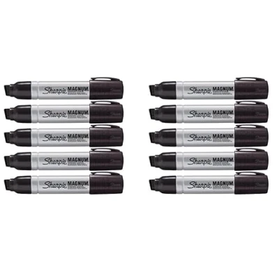 Image of Sharpie Pro Magnum Permanent Markers Chisel Tip Black Ink 10 Count loose pack