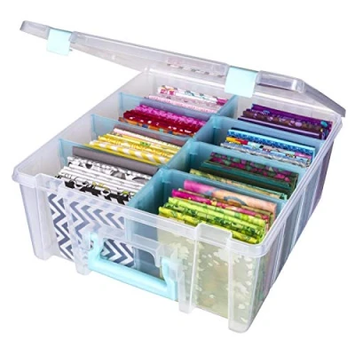 Image of ArtBin Super Satchel, Polypropylene Plastic, Clear &amp; Aqua, Double Deep