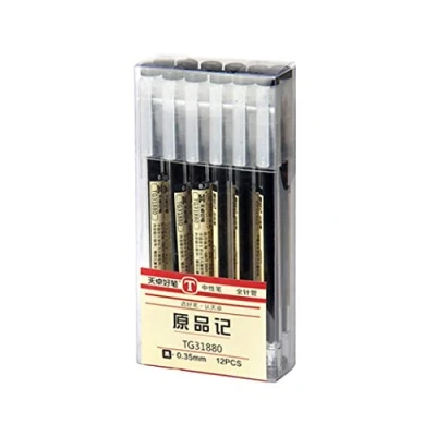 Image of 12Pcs 0.35 mm Black Gel Ink Pens, Extra Fine Ballpoint Pen, for Office School Stationery Supply (12PCS)
