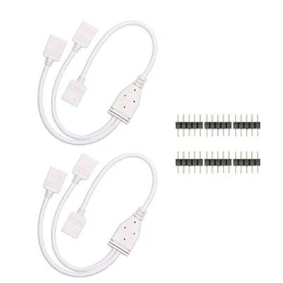 Image of 5 Pin Splitter Cable LED Strip Connector 2 Way Y for One to Two 5050 3528 RGBW Lights with 6 Male Plugs 30cm/12inch (1 Cable/ Pack)