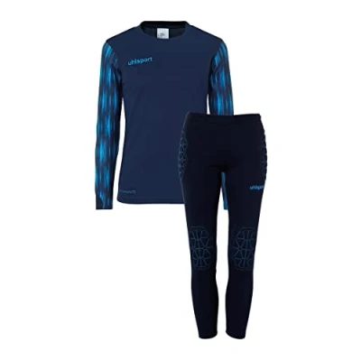Image of uhlsport Men&#039;s Reaction Goalkeeper Set Junior Youth Football with Padded Shirt and Trousers, Complete Clothing/Set for Teenagers