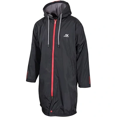 Image of ZONE3 Polar Fleece Parka Robe Jacket (Black/Red, Medium)