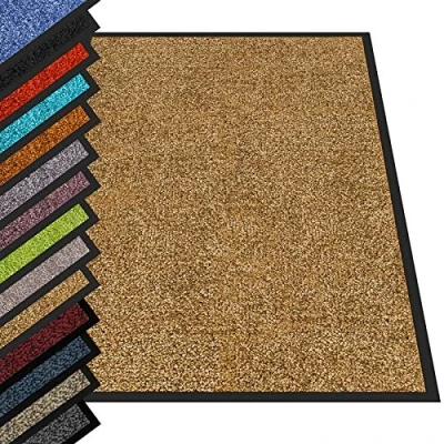 Image of etm Dirt Trapper Door Mat Entrance Rhine (Beige, 90 x 300 cm) Indoor &amp; Outdoor Doormat, Washable Front Non Slip Backing Super Absorbent Floor Rug Barrier