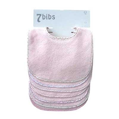 Image of Baby&#039;s Double Layer of Cotton Soft Absorbent Drooling Bibs (7 Pieces) (pink waterproof)