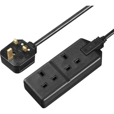 Image of Masterplug Heavy Duty Two Socket Extension Lead, 4 Metre, Black