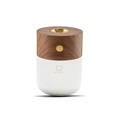 Image of Gingko Essential Oil Burning Diffuser with LED Lamp,Long Lasting Rechargeable Battery,USB C Cable Included,3 Lighting Temperature,Made from Natural Wood, Packed in Premium Gift Box,(Walnut)