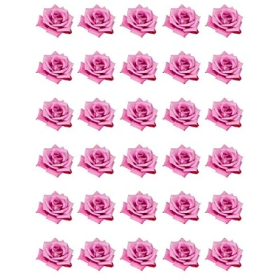 Image of 30 Pink Rose Single Cupcake Toppers Edible Wafer Paper Fairy Cake Birthday Cakes