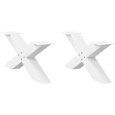 Image of vidaXL Coffee Table Legs Steel X Shape 70x(30 31) cm with Adjustable Foot Levelers, White Ideal for Living or Dining Room