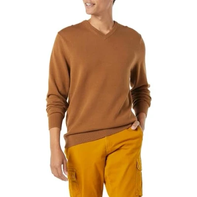 Image of Amazon Essentials Men&#039;s V Neck Sweater (Available in Big &amp; Tall), Toffee Brown, M