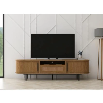 Image of Kidsaw LV55 Light Oak 2 Door 1 Drawer TV Cabinet, 1.8m, Brown