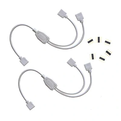 Image of zmtyuguan 2pcs /pack 1 to 2 Ports Female Connection Cable 4 Pin Splitter LED Strip Connector Way Y for One Two 5050 3528 RGB Light with 6 Male Plugs