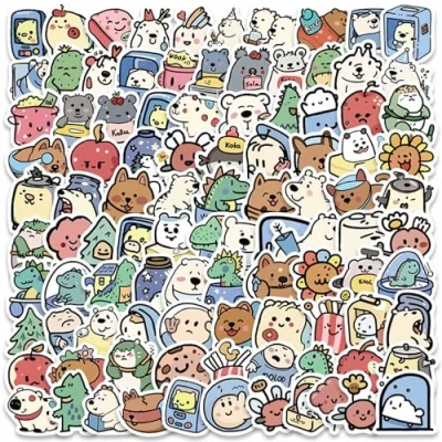 Image of 100 Pcs Kawaii Animals Stickers, BetterJonny Gift for Kids Teen Adult, Lovely Waterproof Vinyl Decals Laptop Water Bottles Skateboard Bike Car Helmet Luggage Guitar Scrapbook Phone Pad