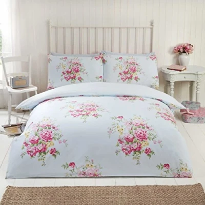 Image of Rapport Home Kate 100% Brushed Cotton Duvet Set, SuperKing Blue, Super King