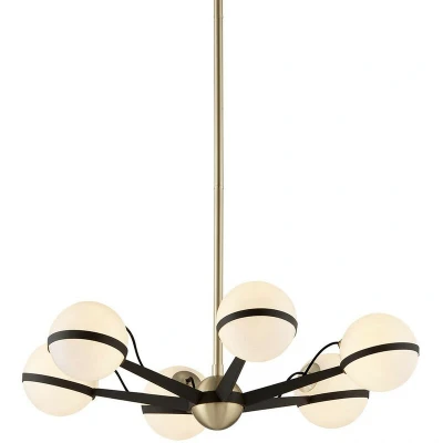 Image of Ace 6 Light Chandelier Textured Bronze Brushed Brass, Glass