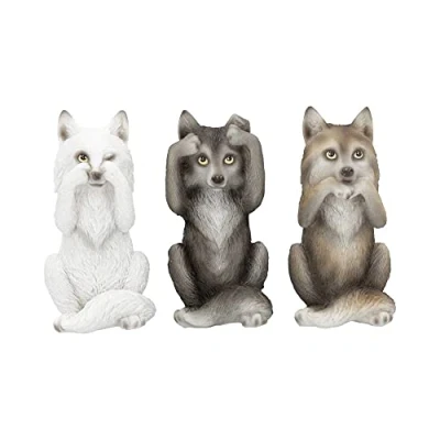 Image of Nemesis Now B4472N9 Three Wise Wolves 10cm Figurine, Resin, Grey, One Size