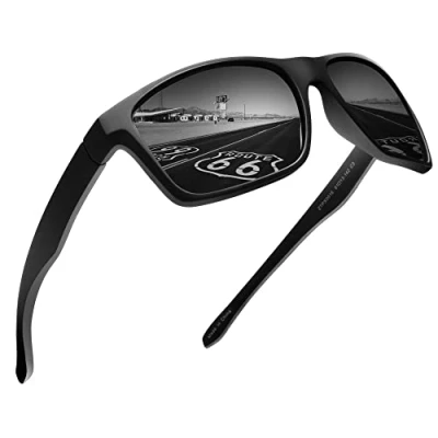 Image of Jim Halo Polarised Sports Sunglasses for Men Women Running Cycling Fishing Driving Golf Tr 90 Unbreakable Frame (Black/Mirror Grey)