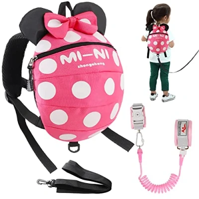 Image of Toddlers Leash for Walking + Anti Lost Wrist Link Safety 4 in 1 Toddlers, Child, Babies &amp; Kids, Harness Kids Wristband Assistant Strap Belt Girls (Rose red)