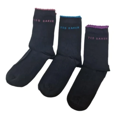 Image of Ted Baker Maxone Assorted Three Pack of Ankle Socks UK 4 8 EUR 37 42 Ladies
