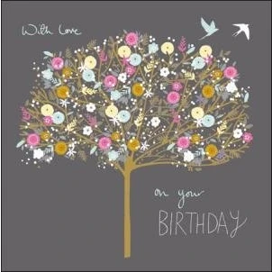 Image of Artistic Birthday Card (WDM414701) Tree from The Peach &amp; Prosecco Range Foiled Embossed Finish.