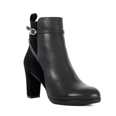 Image of Dune Ladies OTTARA Branded Buckle Heeled Ankle Boot Size UK 8 Block Heel Boots Black